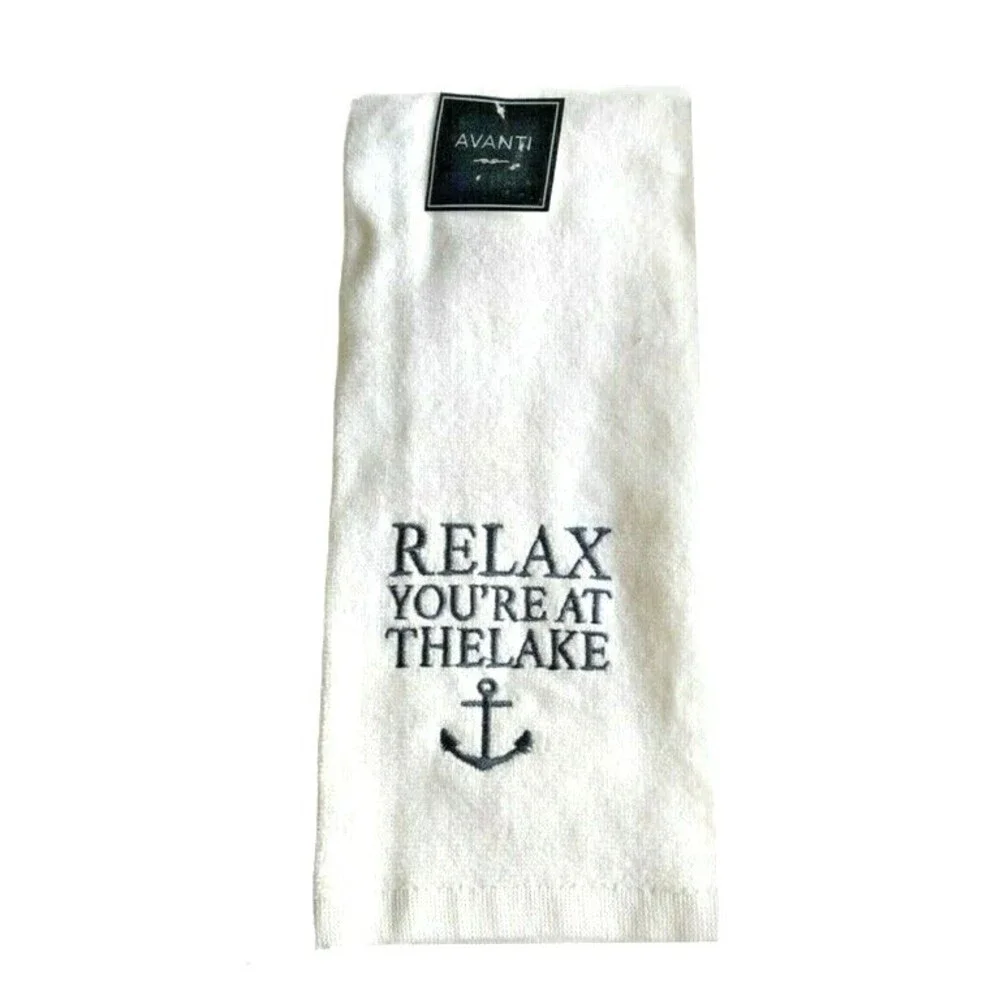 Avanti Relax You're at the Lake Kitchen Dish Towels Set of 2 Embroidered Anchor